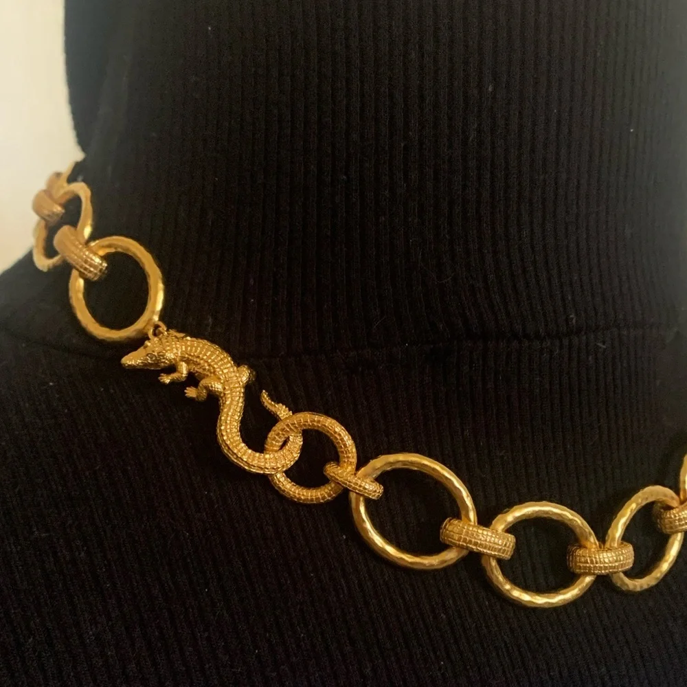 JULIE VOS  • RARE Alligator Link Statement Necklace